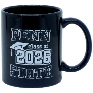 navy ceramic mug with Penn State Class of 2026 in white